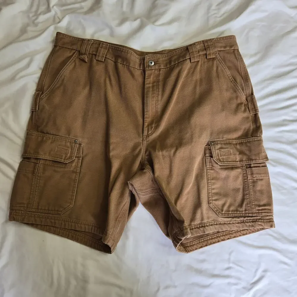 Duluth Trading Co. Men's Cargo Work Shorts – Size 46, 100% Cotton, Tan